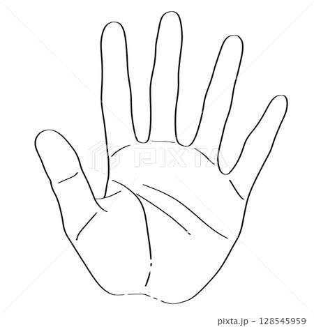 手の線画イラスト「5」 128545959