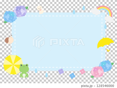 梅雨の雨と傘とカエルのフレーム 梅雨の雨と傘とカエルのフレーム 128546000