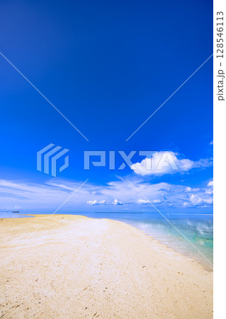 干潮時だけ姿を見せる幻の浜と透き通る海　沖縄、竹富島 128546113