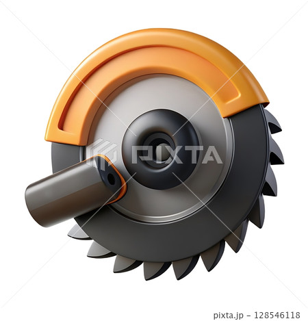 Rendered Cutter Machine in 3D Icon Format Resting on White Background Symbolizing Tool Usage and Clean Work Design 128546118