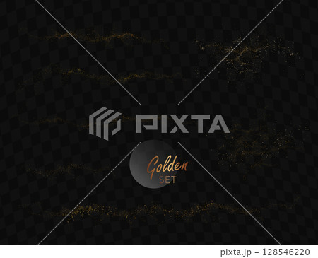 Isolated design element, exquisite golden abstract wavy shapes with glitter 128546220