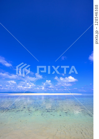 干潮時だけ姿を見せる幻の浜と透き通る海　沖縄、竹富島 128546388