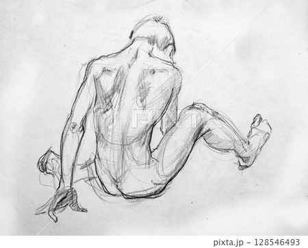human's figure, pencil drawing illustration, sketch human's figure, pencil drawing illustration, sketch 128546493