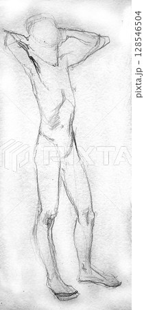 human's figure, pencil drawing illustration, sketch 128546504