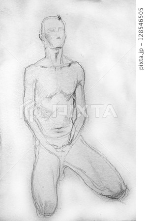 human's figure, pencil drawing illustration, sketch human's figure, pencil drawing illustration, sketch 128546505