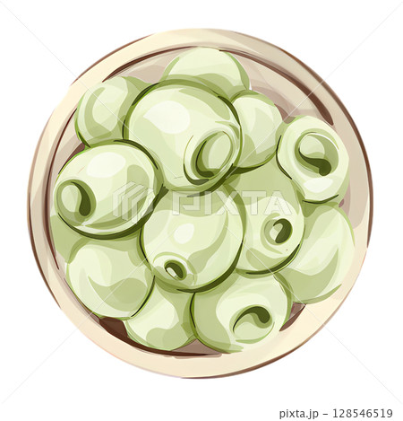 Olives and olive oil illustrated in watercolor capturing the essence of Italian cuisine and nature Olives and olive oil illustrated in watercolor capturing the essence of Italian cuisine and nature 128546519