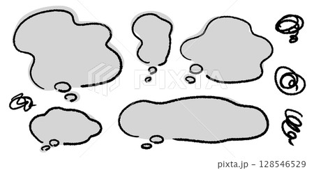 もやもやとした不安や不満の漫符アイコンと吹き出しセット ベクター 128546529