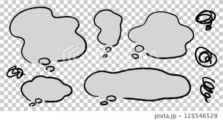 もやもやとした不安や不満の漫符アイコンと吹き出しセット ベクター 128546529
