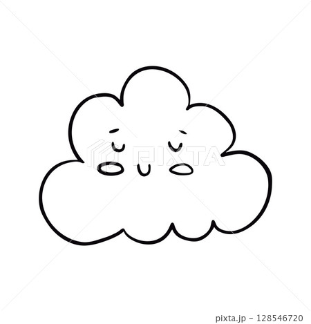 Cute Doodle of a Cloud with a Face Illustration in Simple Style Cute Doodle of a Cloud with a Face Illustration in Simple Style 128546720