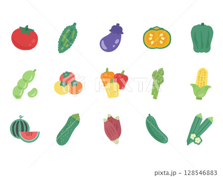 夏野菜　イラストセット 128546883