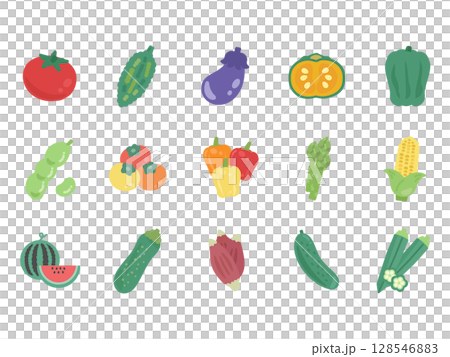 Summer vegetable illustration set 128546883
