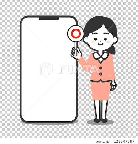 圖:一位身穿西裝的三頭女性站在一部大型智慧型手機旁,旁邊是一張圓形鈔票 圖:一位身穿西裝的三頭女性站在一部大型智慧型手機旁,旁邊是一張圓形鈔票 128547597