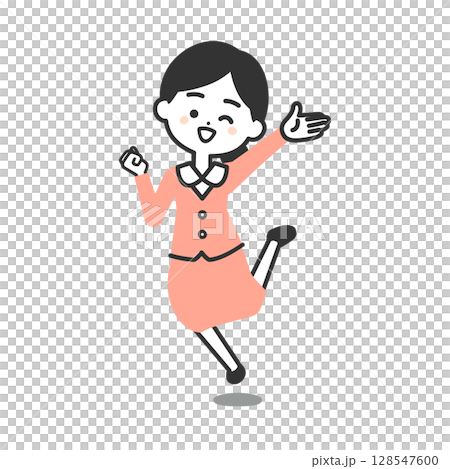 穿著西裝跳躍的立體女人的插圖 128547600