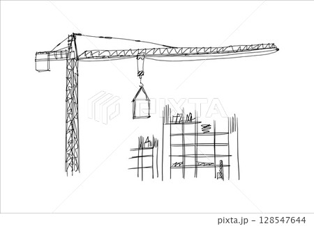 Building crane sketch Building crane sketch 128547644