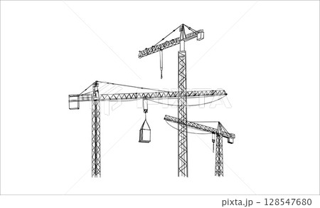 Building crane sketch Building crane sketch 128547680