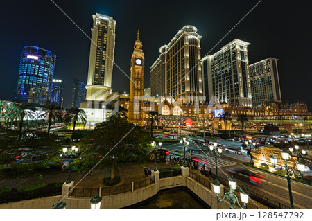 View at the Londoner hotel in Macau at night 128547792