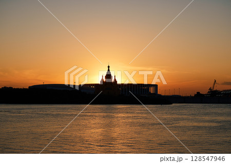 Sunset Silhouette of Alexander Nevsky Cathedral in Nizhny Novgorod Sunset Silhouette of Alexander Nevsky Cathedral in Nizhny Novgorod 128547946