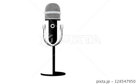 black and white microphone on a white background 128547950