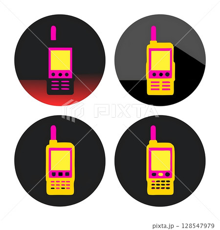 Classic Phones Four Retro Mobile Icons with Raised Antennas in Web Design 128547979