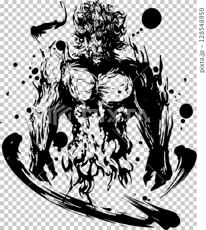 鬼の墨絵イラスト 鬼の墨絵イラスト 128548950