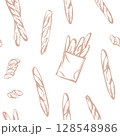 Seamless pattern with hand drawn traditional French baguettes 128548986