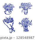 Hand drawn tulips bouquets set 128548987