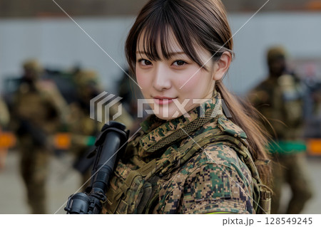 国防の要である自衛隊の女性隊員 国防の要である自衛隊の女性隊員 128549245