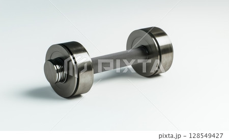 Metal Dumbbell On White Background 128549427