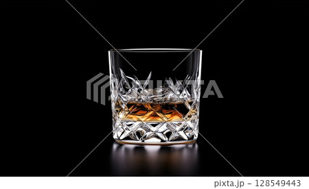 Whiskey Being Poured Into A Glass On A Black Surface 128549443