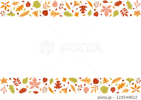 Horizontal frame with autumn leaves Horizontal frame with autumn leaves 128549622