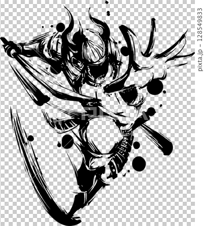 斬りかかる侍 128549833