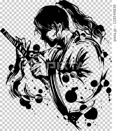 Samurai ink painting illustration 128549836