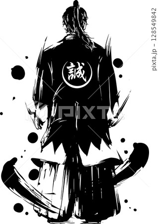 新撰組隊士の墨絵イラスト 128549842
