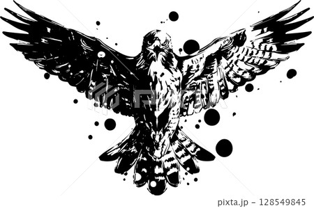 鷹の墨絵イラスト 128549845