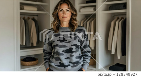 woman choosing clothes in wardrobe 128549927