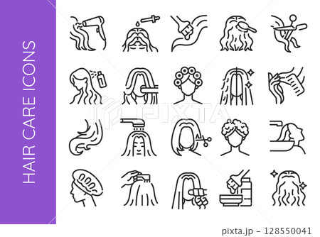 Hair Care Icons Set 128550041