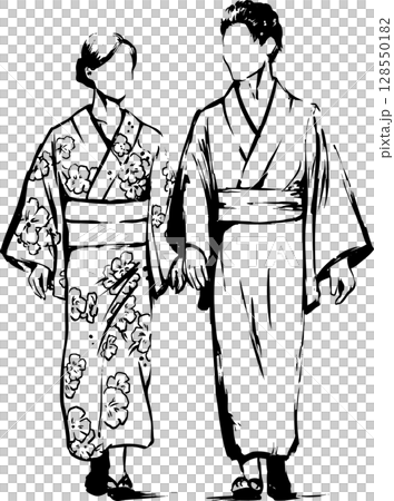 Yukata men and women Yukata men and women 128550182