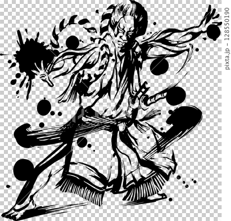 Kabuki ink painting illustrations 128550190