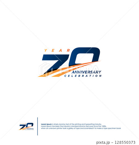 70 Years Anniversary logotype design flat style design template 128550373