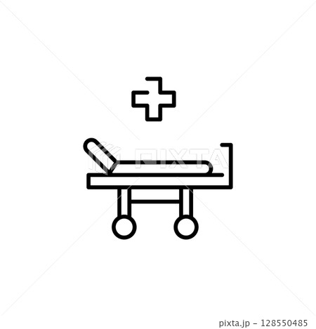 Hospital Stretcher Icon. Medical Bed Illustration 128550485