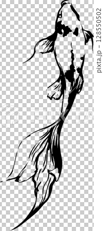 金魚の墨絵イラスト 128550502