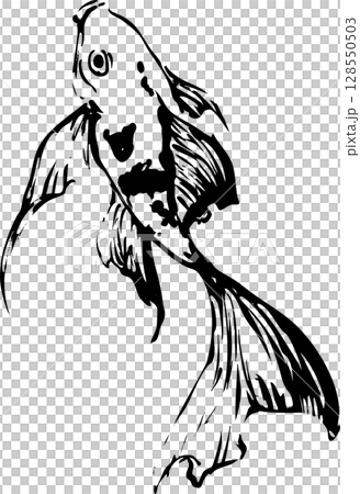 金魚の墨絵イラスト 128550503