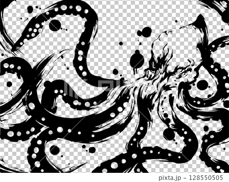 Kraken ink painting illustration 128550505