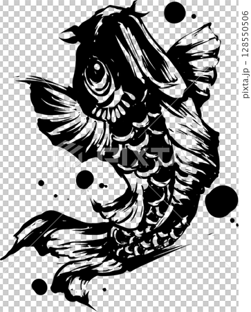 鯉の墨絵イラスト 鯉の墨絵イラスト 128550506