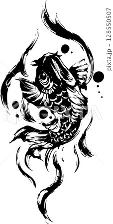 鯉の墨絵イラスト 鯉の墨絵イラスト 128550507