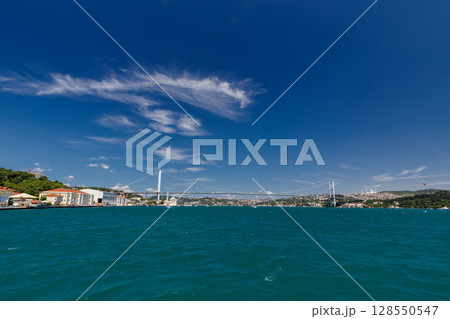 Bosphorus Bridge , seen from the Bosphorus, Istanbul, Turkey Bosphorus Bridge , seen from the Bosphorus, Istanbul, Turkey 128550547