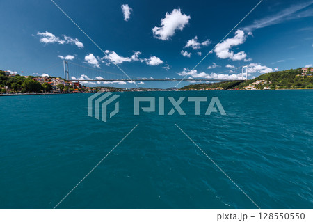Bosphorus Bridge , seen from the Bosphorus, Istanbul, Turkey Bosphorus Bridge , seen from the Bosphorus, Istanbul, Turkey 128550550