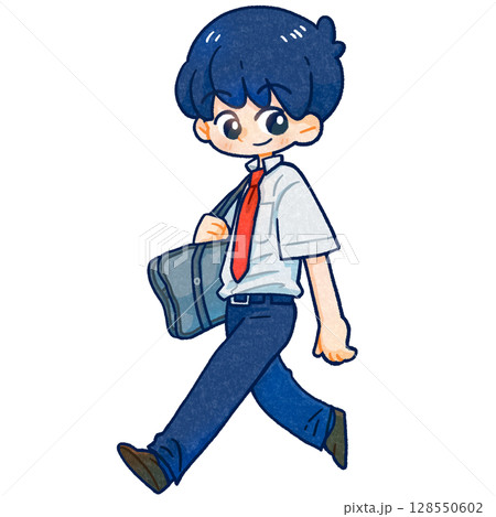 夏服の学生服を着た男の子イラスト 128550602