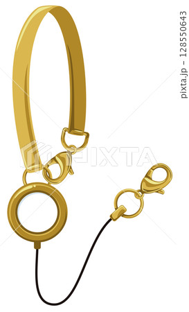 バンドストラップ付きリールホルダーのベクターイラスト素材／リールが伸びた状態 128550643