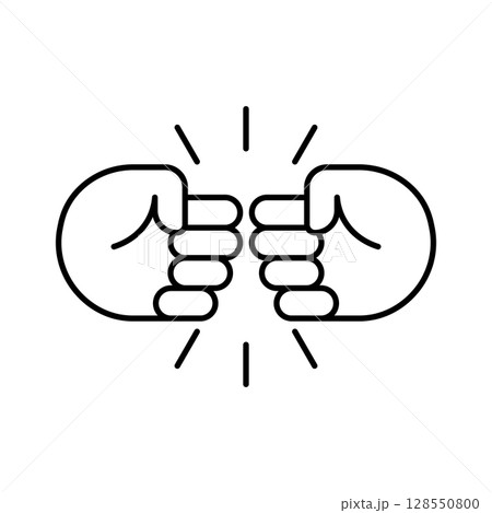 Fist bump line icon. Bro fist bump or power five pound outline style for apps and websites. Hand brother respect, impact, and handshake. Vector illustration on white background. 128550800